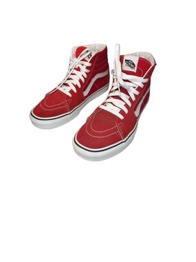 Vans Sk8-Hi Lace Up Shoe Suede/Canvas M-8.5 W-10 Racing Red/True White unisex